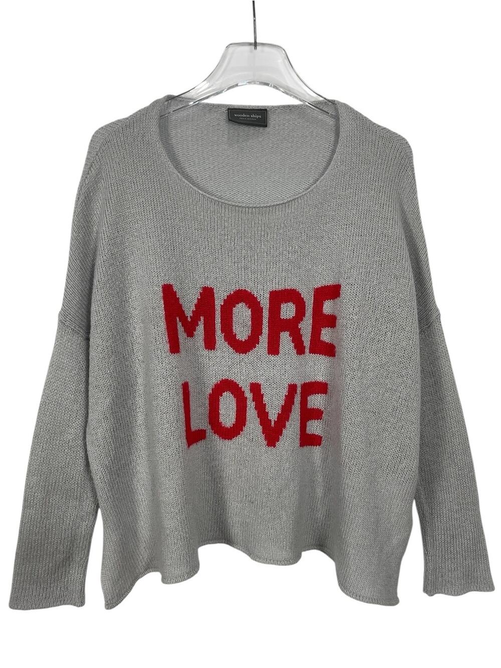 Wooden Ships More Love Wool Mohair Blend Sweater Grey Red Size S/M